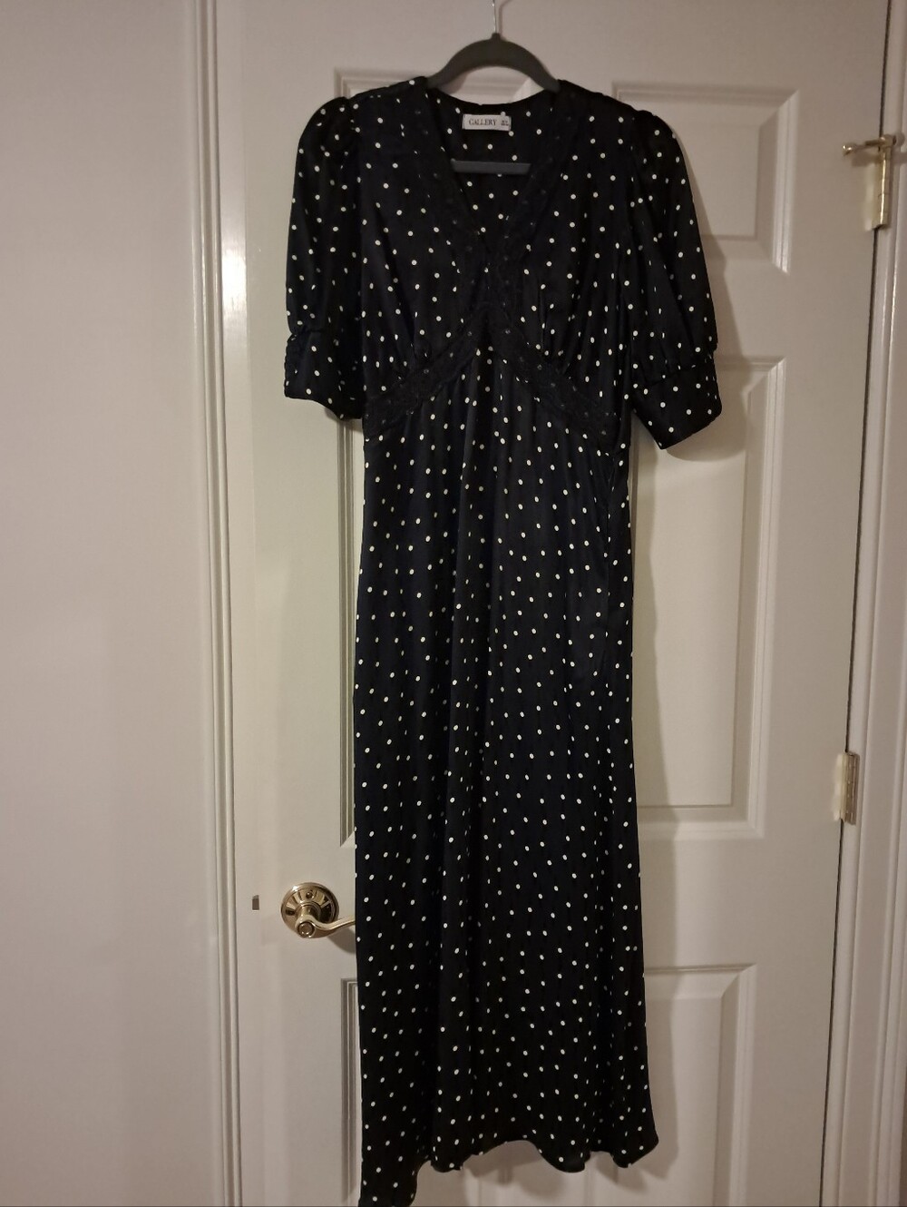 Navy And White Polka Dot Maxi Dress With Pockets